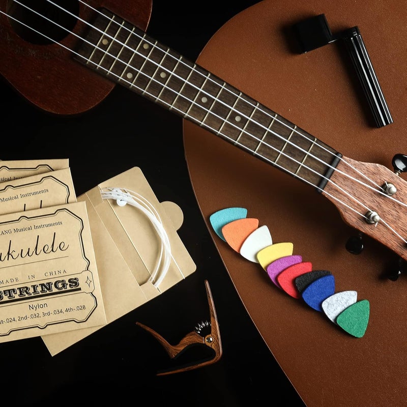 Donux Nylon Ukulele Strings Kit,Include 5 Sets Strings,10 Pieces Ukelele felt picks,Capo and String Winder for Soprano Concert and Tenor Ukele - Image 3